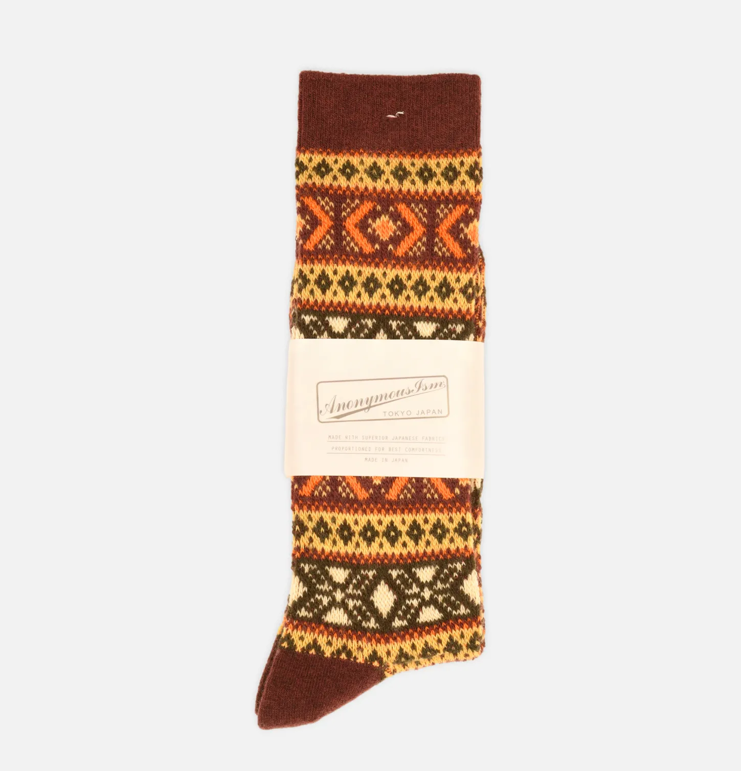 Chaussette Wool Jacquard Brown