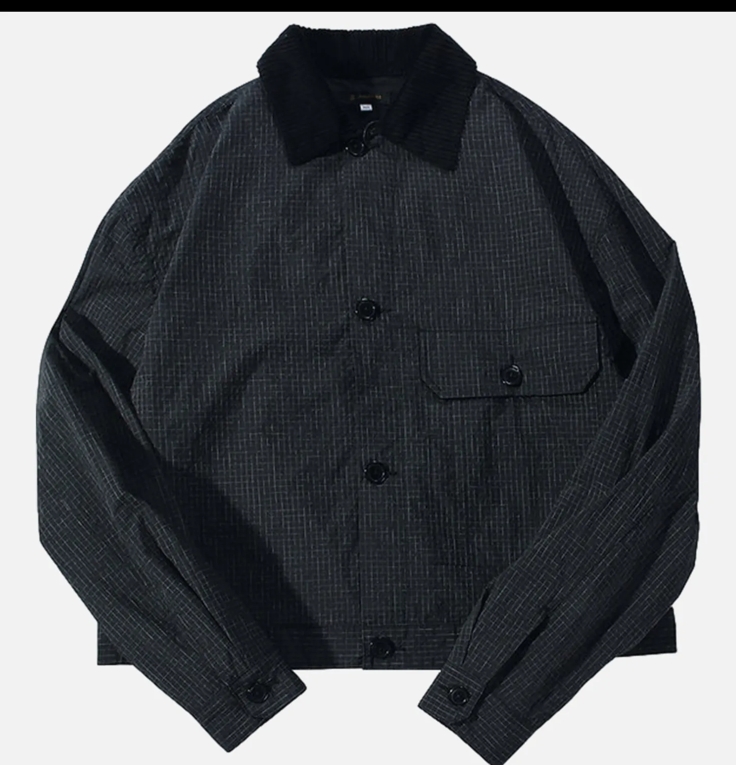 Cropped Work Jacket Check Noir