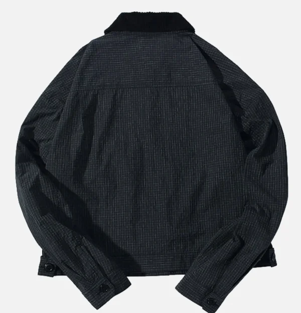 Cropped Work Jacket Check Noir