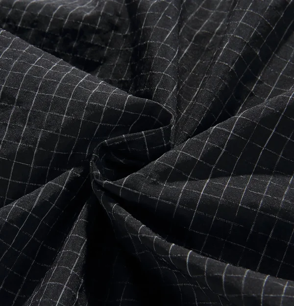 Cropped Work Jacket Check Noir