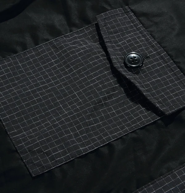 Cropped Work Jacket Check Noir