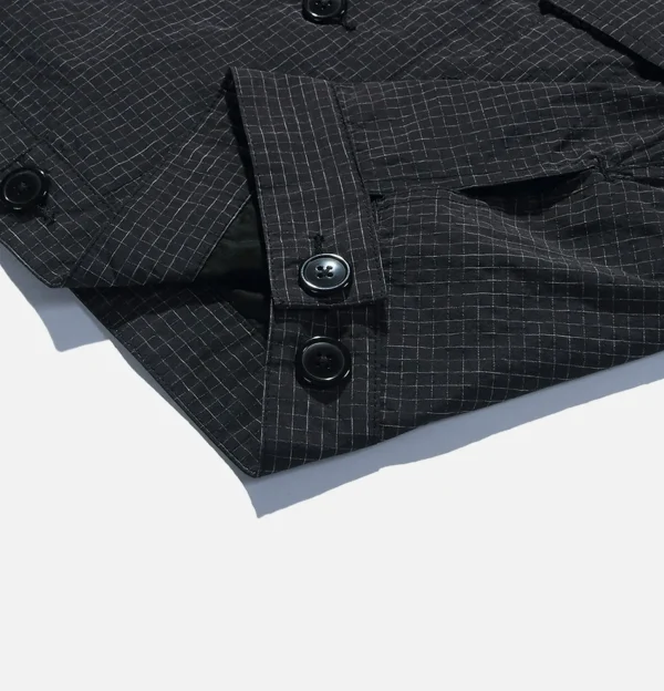 Cropped Work Jacket Check Noir