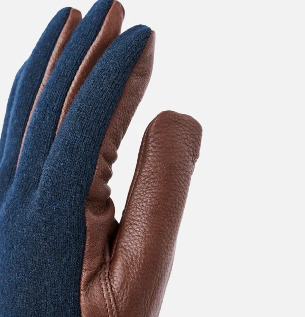 Gants Deerskin Wool Tricot Navy