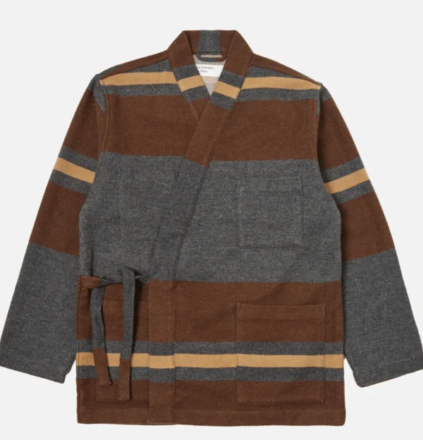 Kyoto Work Jacket Wool Stripe Charcoal