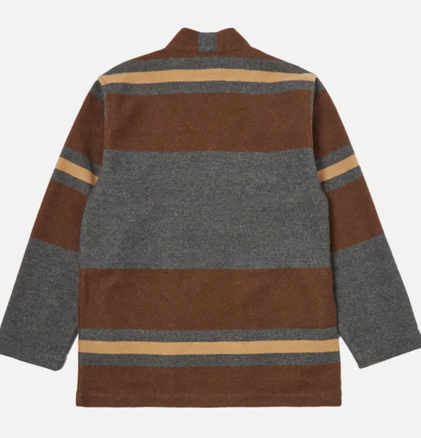 Kyoto Work Jacket Wool Stripe Charcoal