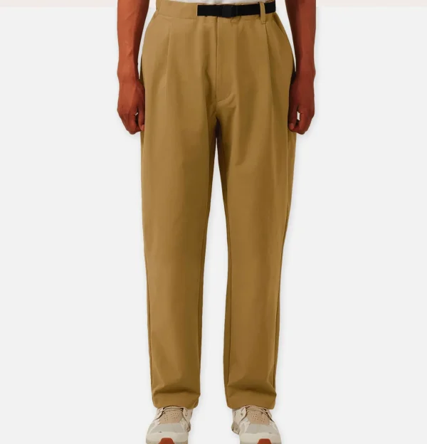 One Tuck Stretch Pants Beige