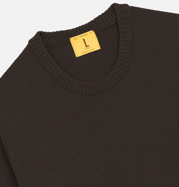 Pull Youri Col Rond Marron