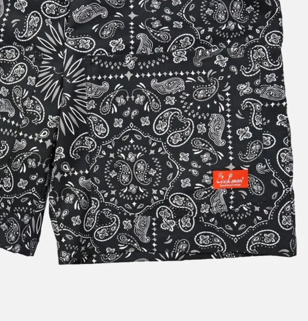 Short Front Pocket Paisley Noir