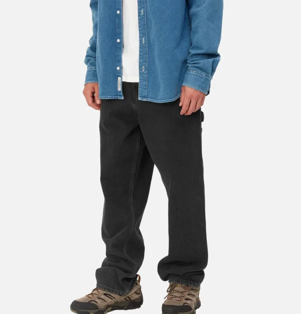 Single Knee Pant Denim Noir Stone Washed