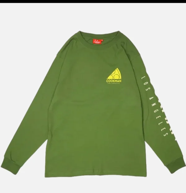 Tee Shirt Long Sleeve Pizza Green