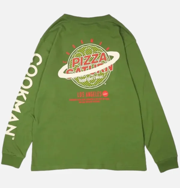Tee Shirt Long Sleeve Pizza Green
