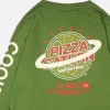 Tee Shirt Long Sleeve Pizza Green
