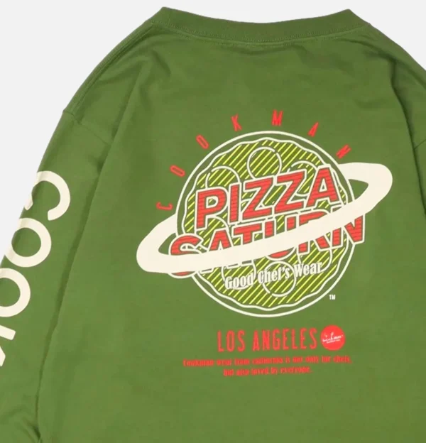 Tee Shirt Long Sleeve Pizza Green