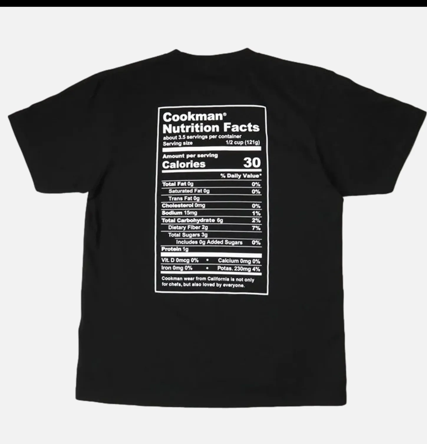 Tee Shirt Nutrition Facts Black