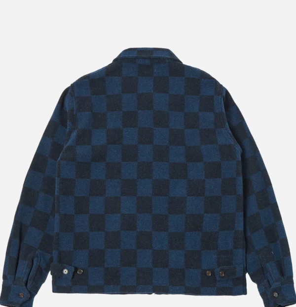 Windcheater Jacket Navy Checkerboard