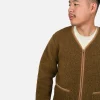 Zip Up Vee Cardigan Bark