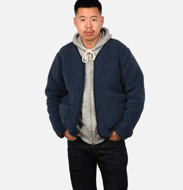 Zip Up Vee Cardigan Darkblue