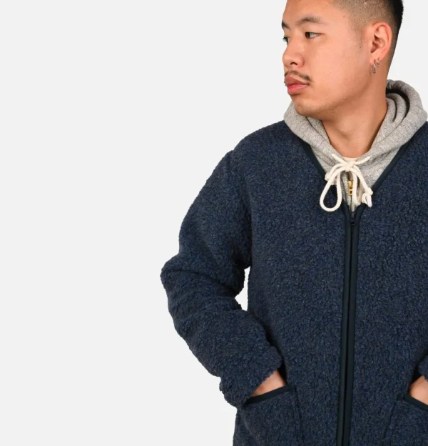 Zip Up Vee Cardigan Darkblue