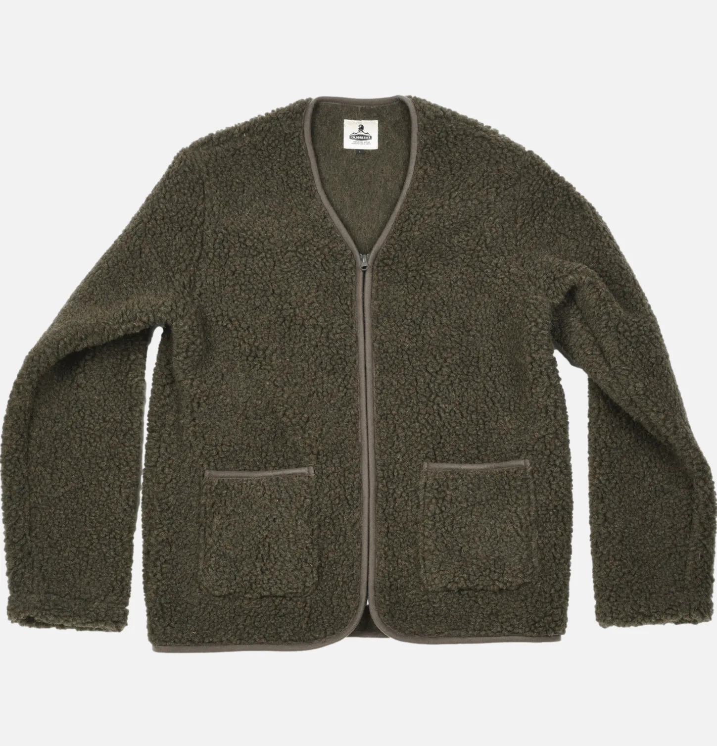 Zip Up Vee Cardigan Khaki