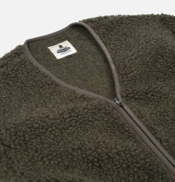 Zip Up Vee Cardigan Khaki