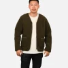 Zip Up Vee Cardigan Khaki