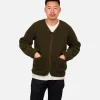 Zip Up Vee Cardigan Khaki