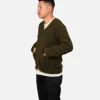 Zip Up Vee Cardigan Khaki