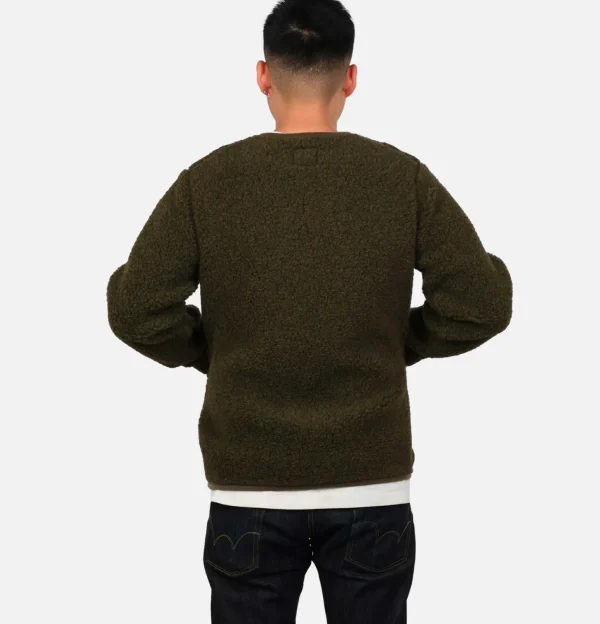 Zip Up Vee Cardigan Khaki