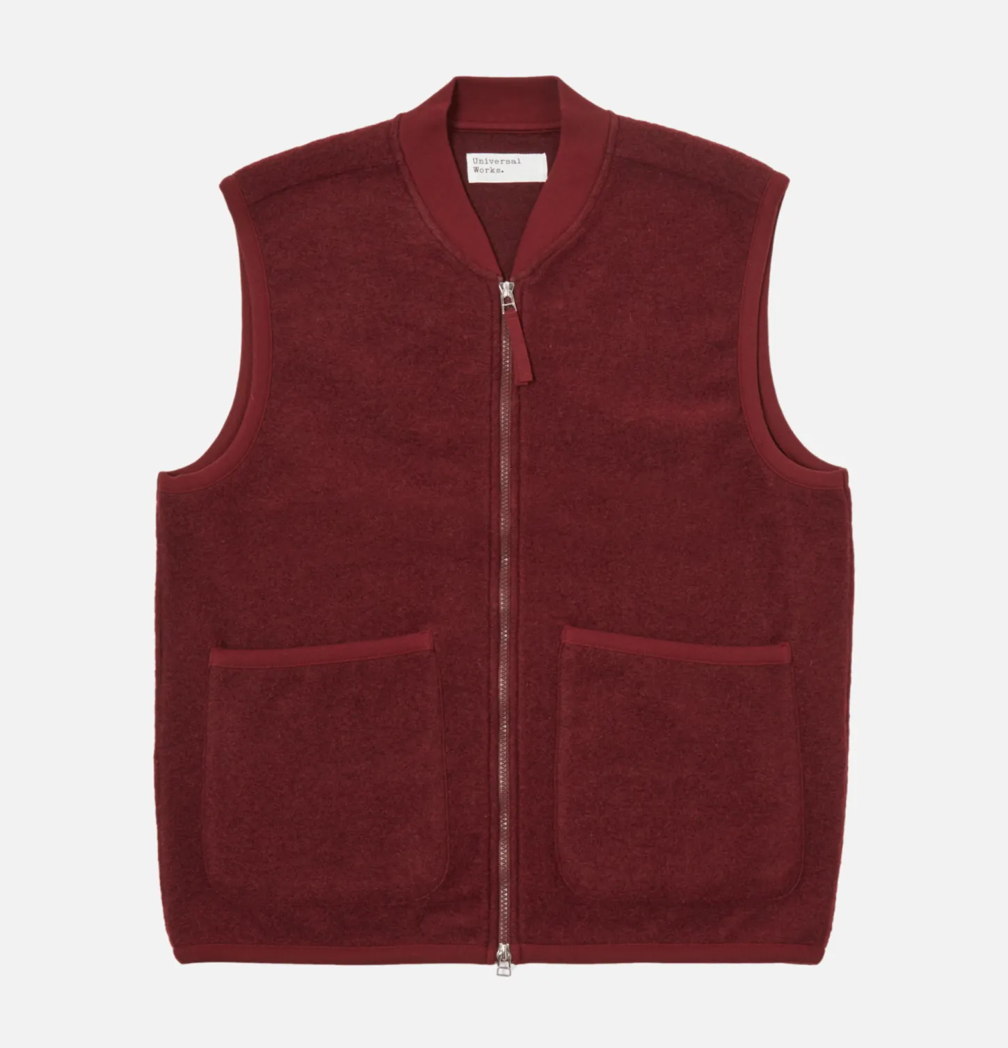 Zip Waistcoat Wool Deep Red